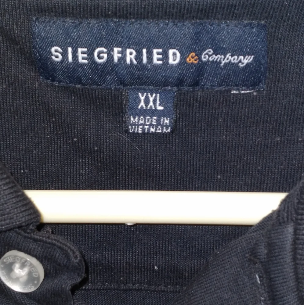 (#03)Siegfried & Company Black w/ White Stripped Collar Short Sleeve Men's Shirt - Picture 2 of 6